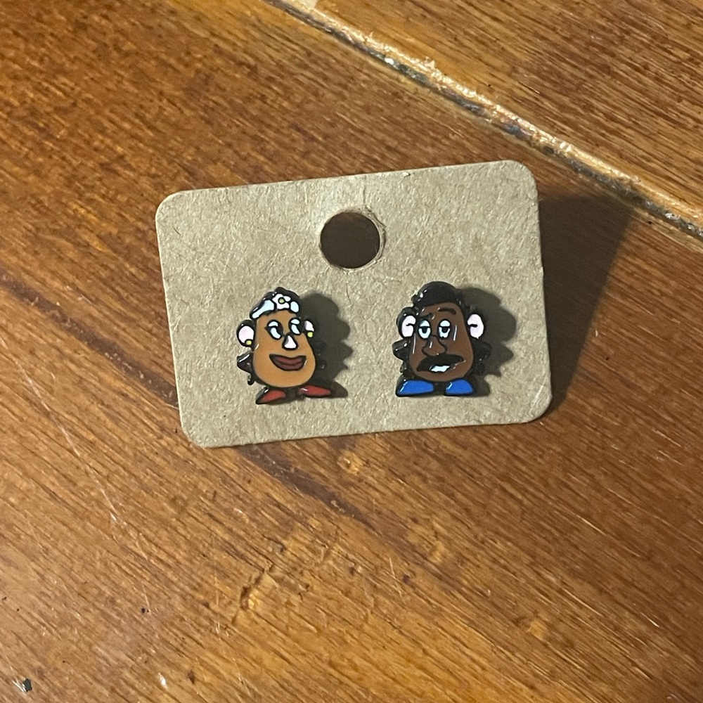 Mr & Mrs potato head earrings